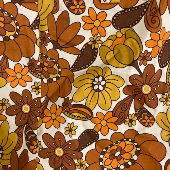 retro 60s floral high waisted autum colors mini skirt - Picture 4 of 8